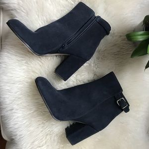 JCrew Blue suede leather booties size 7 1/2 NWOT